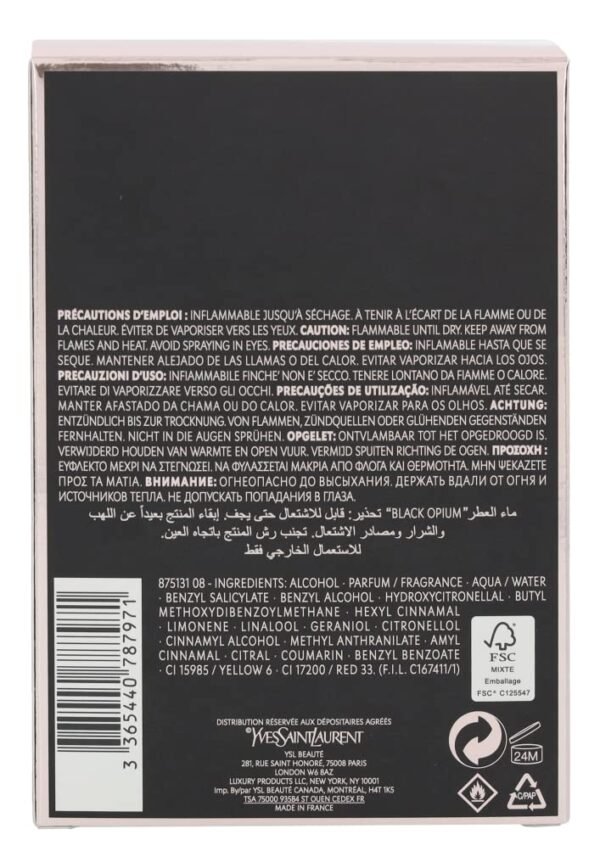 Yves Saint Laurent Eau De Parfum Spray for Women, Black Opium, 3 Ounce,90ML