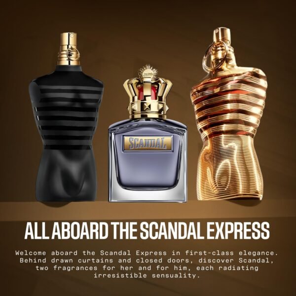 Jean Paul Gaultier Scandal Men Perfume Collection Le Eau de Parfum Intense Refillable Spray, 3.4 Ounce