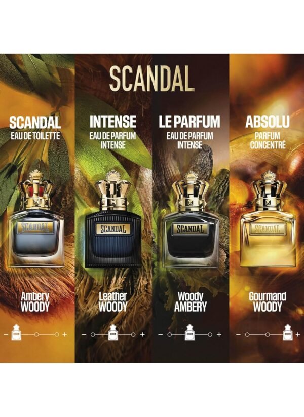 Jean Paul Gaultier Scandal Men Perfume Collection Le Eau de Parfum Intense Refillable Spray, 3.4 Ounce